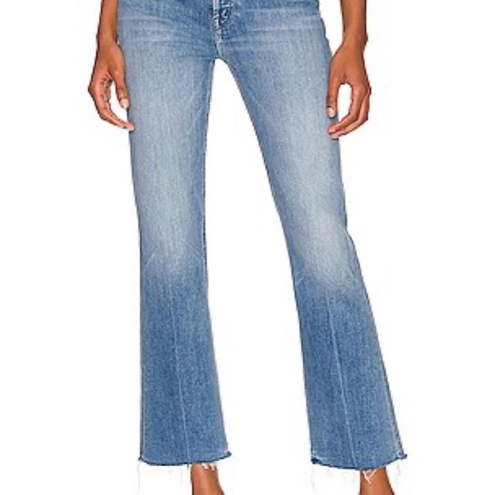 MOTHER tripper ankle fray Blue Flare Jeans